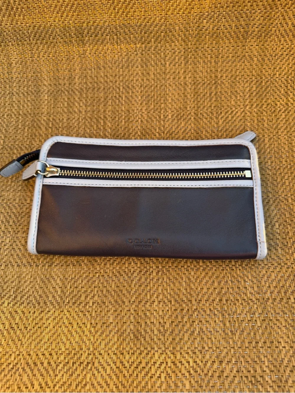 Coach Legacy Archive Zippy Wallet NAVY/CHAMBRAY Leather Clutch Wristlet
